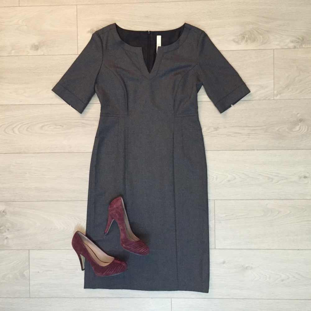 New with tags grey wool blend knee length sheath dress